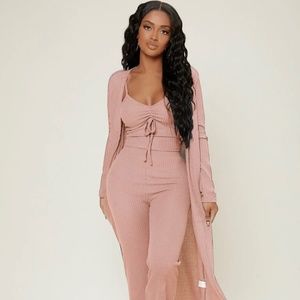 Ruched Bust Solid Lounge Set